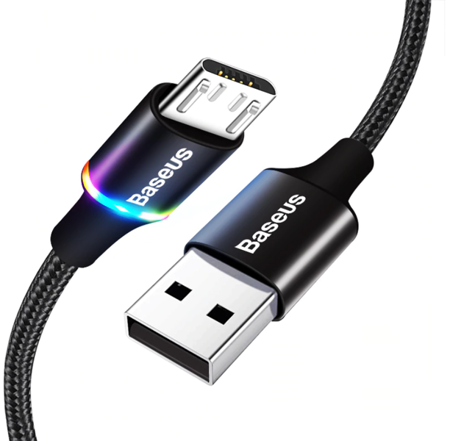 Baseus Halo Data | Kabel przewód USB - Micro USB podświetlany 2A 300cm EOL