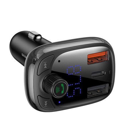 Baseus T typed PPS  | Transmiter FM bluetooth MP3 ładowarka samochodowa 2x USB + USB-C QC 3.0 PD 3.0 Huawei SCP 5A CCMT000101