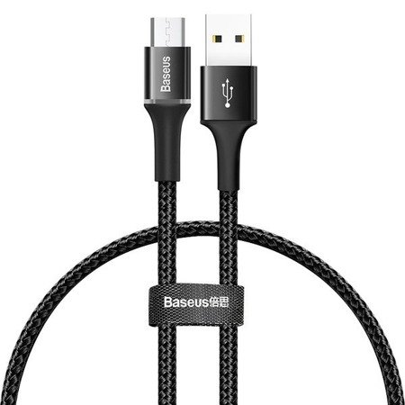 Baseus halo data | Nylonowy kabel USB - Micro podświetlany LED 3A 25cm EOL